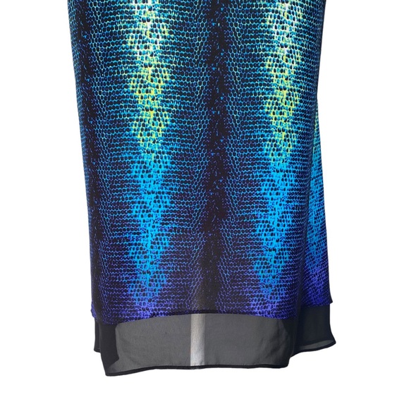 Worthington Blue Green Snakeskin Print Handkerchief Hem Sleeveless Tank Blouse S - Picture 9 of 14